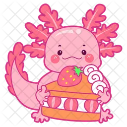 Axolotl mit Erdbeerkuchen  Symbol