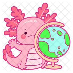 Axolotl mit Globus  Symbol