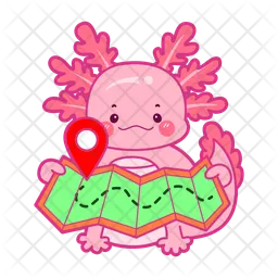 Axolotl mit Karte  Symbol