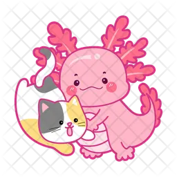 Axolotl mit Katze  Symbol