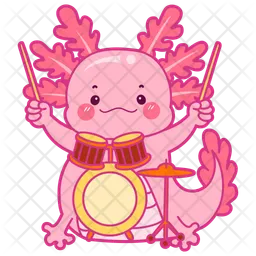 Axolotl Playing Drummer  Icon