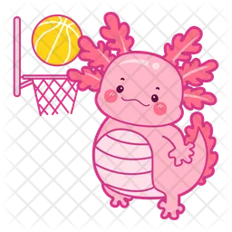 Axolotl spielen Basketball  Symbol