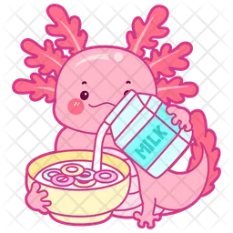 Axolotl bebiendo leche  Icono