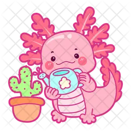 Axolotl Watering Plant  Icon