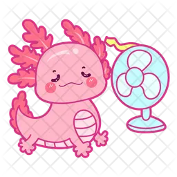 Axolotl With Fan  Icon