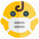 Baby Amazed Emoji With Face Mask Emoji Icon
