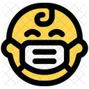 Baby Happy Emoji With Face Mask Emoji Icon