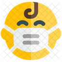 Baby Happy Emoji With Face Mask Emoji Icon