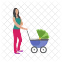 Walking Baby Stroller Icon