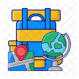 Backpack with globe  Icon