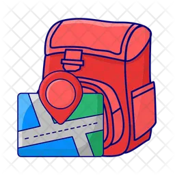 Backpack with map  Icon