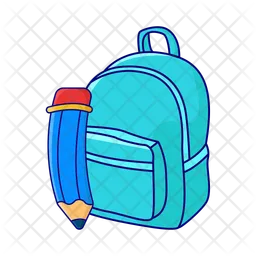 Backpack with pencil  Icon