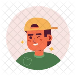 Backwards baseball cap latino guy winking smiling  Icon