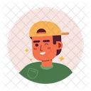 Backwards baseball cap latino guy winking smiling  Icon
