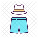 Sommermode Fedora Hut Shorts Symbol