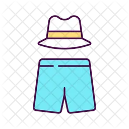 Badeshorts und Fedora-Hut  Symbol