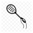 Black Monochrome Holding Badminton Racket Illustration Badminton Racket Racket Icon
