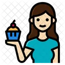Baking Cupcake Woman Activity Lifestyle Dessert Baker Icon
