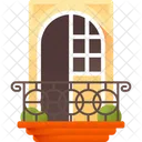 Balcony Terrace Woman Icon