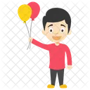 Boy Holding Balloons Icon