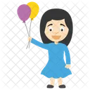 Balloon Girl Cartoon  Icon