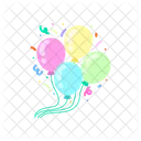 Balloon With Confetti Travel Happy Icon
