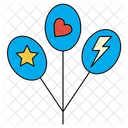 Balloons Stars Heart Icon