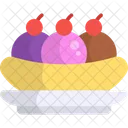 Banana Split Ice Cream Dessert Icon