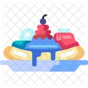 Banana Split Ice Cream Dessert Icon