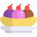 Banana Split Ice Cream Dessert Icon