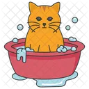 Gato bañándose  Icono