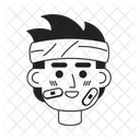 Bandage wrapped head man cheerful  아이콘