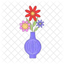 Bando de flores brilhantes em vaso moderno  Ícone