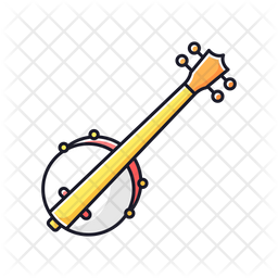 Banjo Icon - Download in Colored Outline Style
