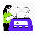 Bank Employee Worker Printing Icon