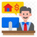 Bank Manager Businessman Home Icon