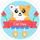 Cinta Del Dia Del Gato Pancarta Del Dia Del Gato Feliz Dia Del Gato Icono