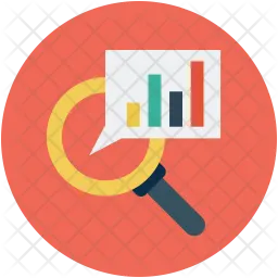 Bar chart with magnifier  Icon