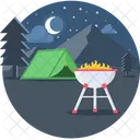 Barbecue Grill Camp Icon