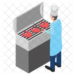 Electric grill icon isometric vector grilling meat for hamburger in