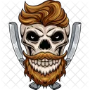 Barber Hipster Skull Icon