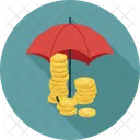 Bargeld Munze Regenschirm Icon