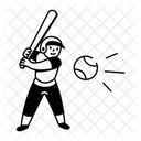 Baseball Batter Hitting Ball Playing Icon