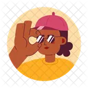 Baseball cap black woman wears sunglasses  Icône