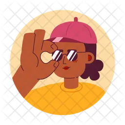 Baseball cap black woman wears sunglasses  Icon