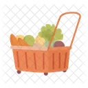 Basket cart with vegetables  Icon