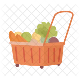 Basket cart with vegetables  Icon