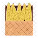 Basket With Fresh Baguettes Baguette Paris Traditional French Bread Icon