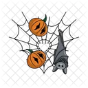 Bat Spider Web Pumpkin Icon
