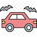 Bat With Car Flying Bat Halloween Night Icon